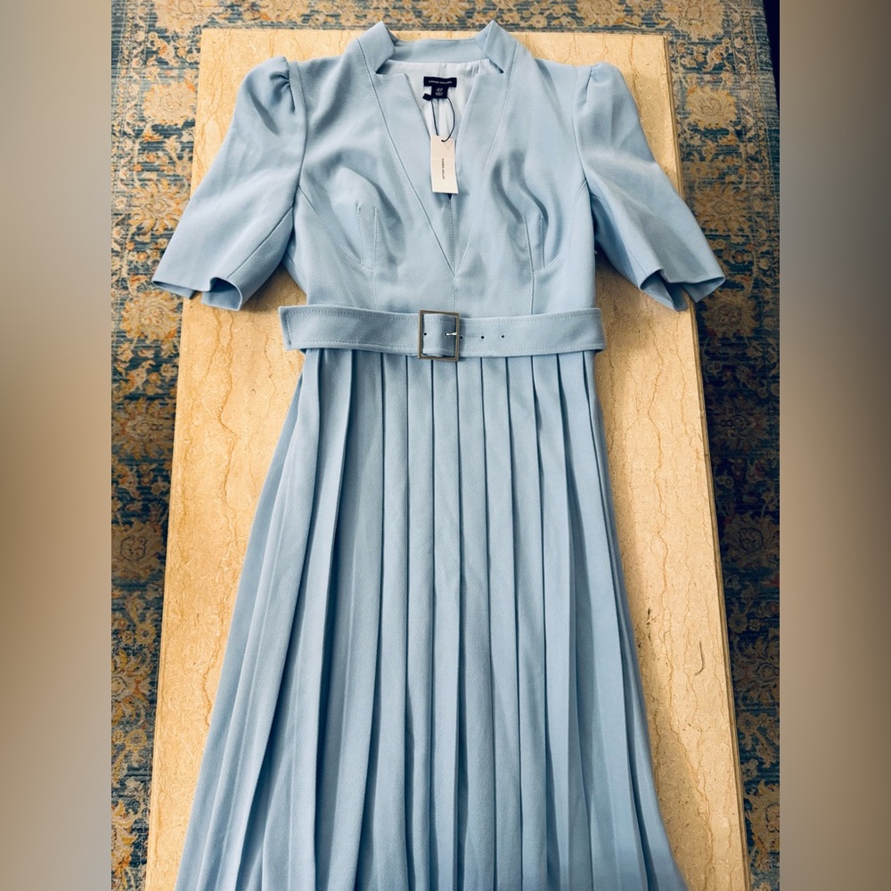 NWT KAREN MILLEN Tall Structured Crepe Forever Pleated Midi Dress. $439 - Picture 6 of 14